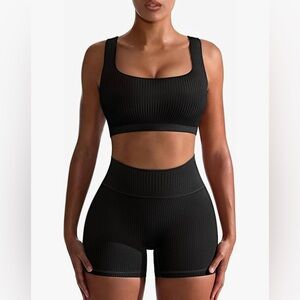 Workout Set for Women 2 Piece
Ribbed Seamless High Waist Crop Top & Shorts
